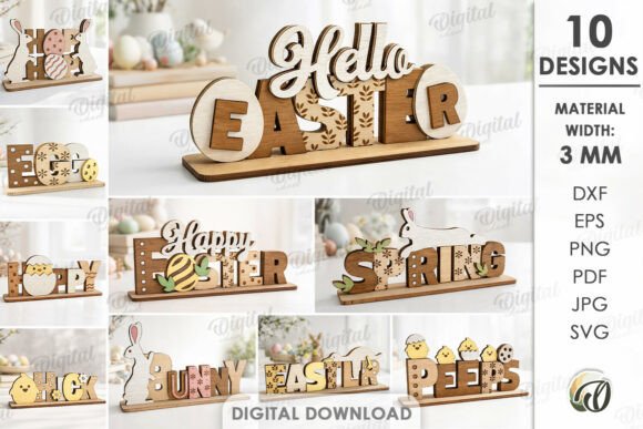 3D Easter Table Signs Bundle Laser