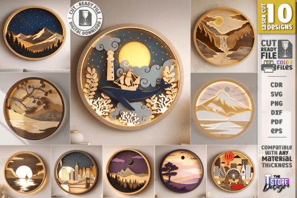 3D Layered Modern Wall Art Laser Bundle