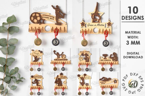 3D Swimming Medal Holder Laser Cut