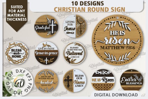 Christian Round Signs Laser Cut Bundle
