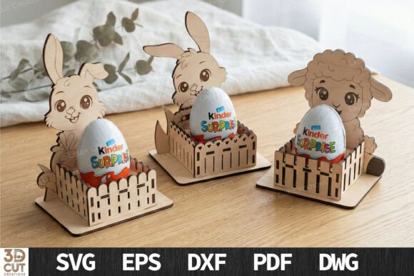 Cute Easter Animals Egg Holder SVG