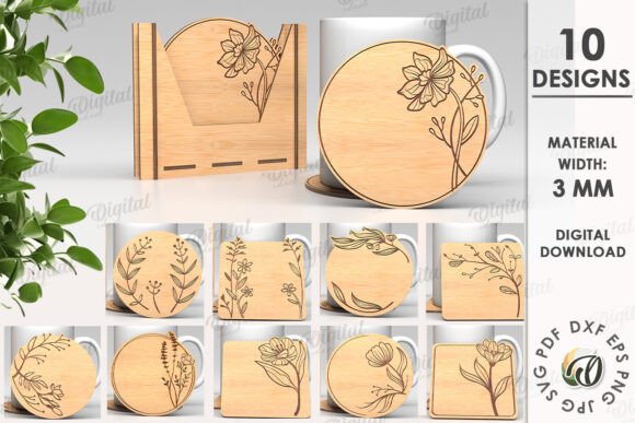 Floral Coasters with Storage Box Bundle
