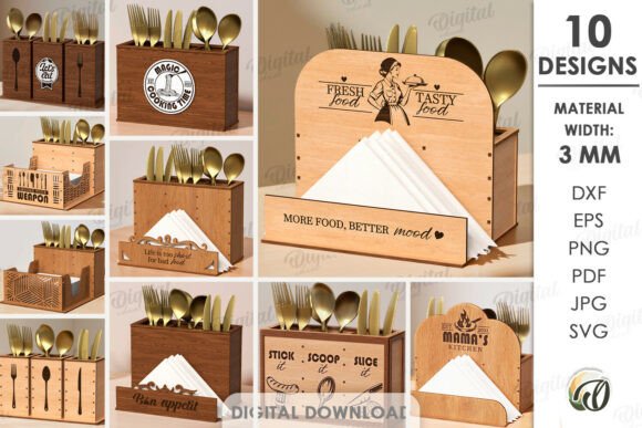 Kitchen Cutlery Organizers Bundle Laser