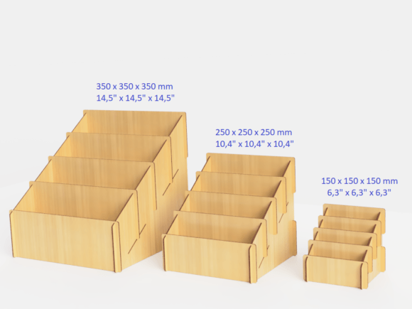 Laser Cut 4 Tier Display Case 3 Sizes