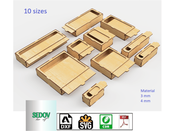 Boxes Set with Lid Slider Box