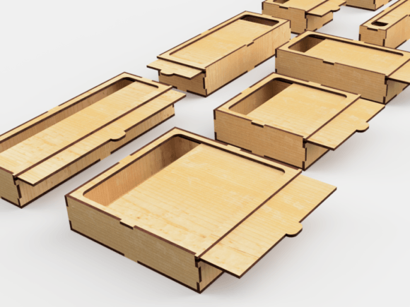 Boxes Set with Lid Slider Box