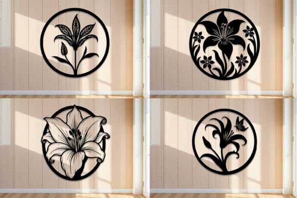 Laser Cut Lily Flower Wall Art Bundle