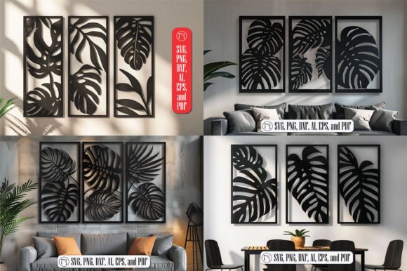 Laser Cut Monstera Wall Art SVG Bundle