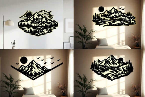 Laser Cut Mountain Wall Art SVG Bundle