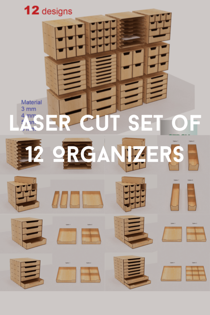 Laser Cut Set of 12 Organizers