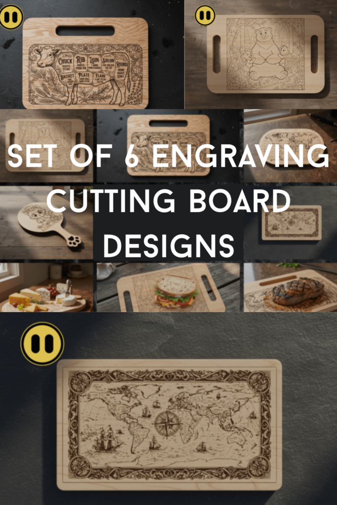 Set of 6 Engraving Cutting Board Designs