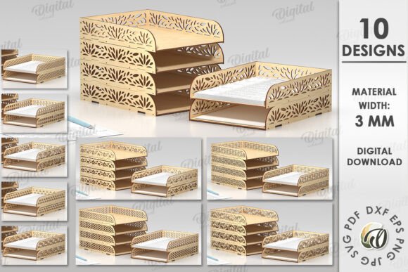Stacking Paper Trays Laser Cut Bundle