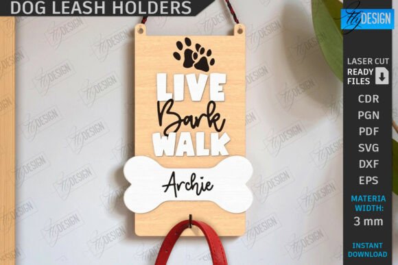 Wall Dog Leash Hooks Laser Cut Bundle