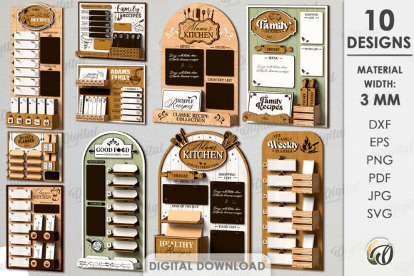Weekly Menu Planners Bundle Laser Cut
