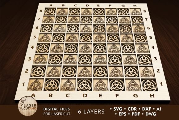 3D Chess Board Laser Cut File