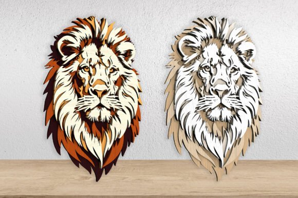 3D Wooden Lion Laser Cut File