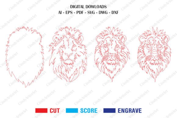 3D Wooden Lion Laser Cut File