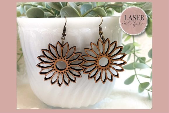 Boho Floral Laser Earrings Svg