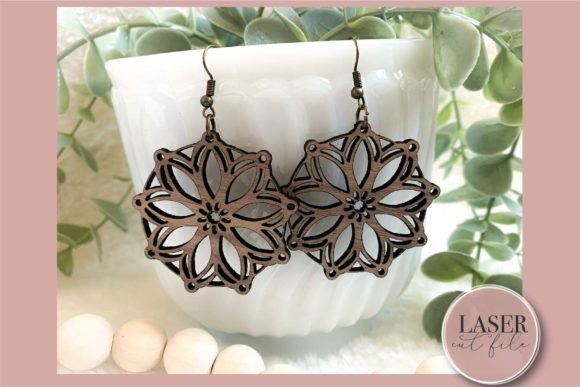 Boho Floral Laser Earrings Svg