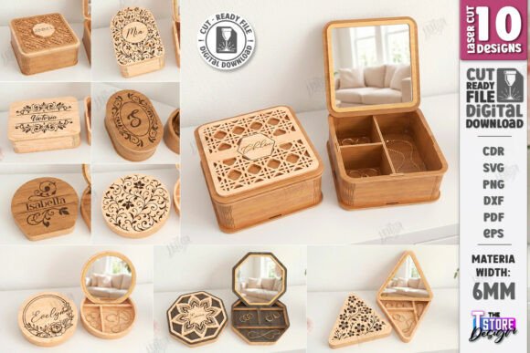 Jewelry Box with Mirror Laser Cut Bundle
