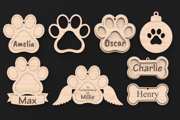 Laser Cut Dog Bone / Paw Print Svg Files