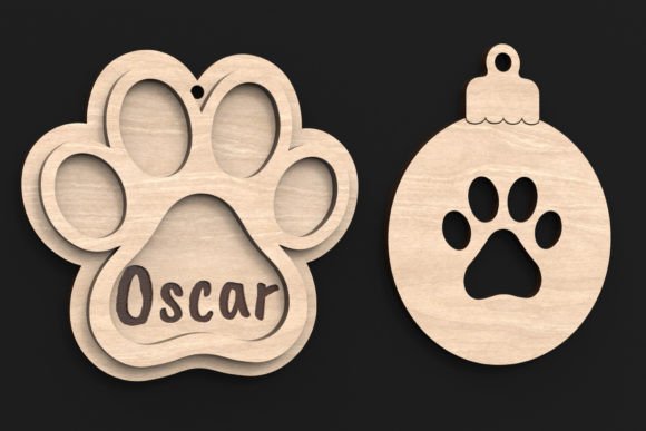 Laser Cut Dog Bone / Paw Print Svg Files