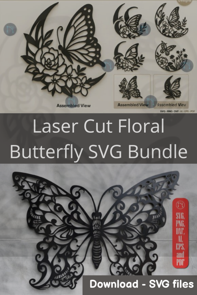 Laser Cut Floral Butterfly SVG Bundle