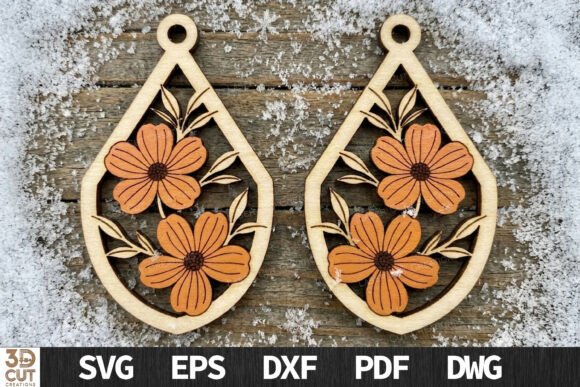 Laser Cut Flower Earrings Pack