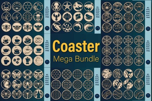 Laser-cut Coasters Mega Bundle SVG