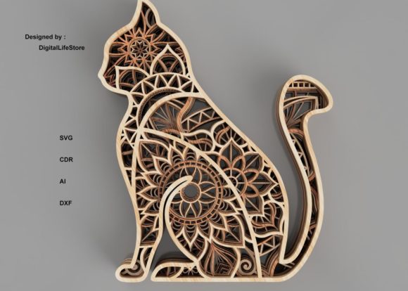 Multilayered Mandala Cat