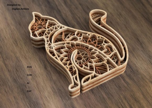 Multilayered Mandala Cat