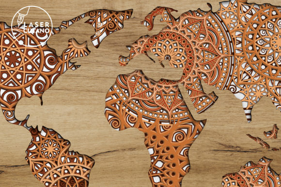 Multilayer World Map Laser Cut Files