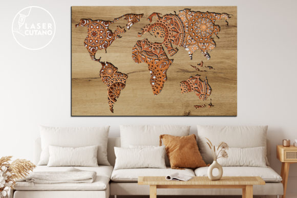 Multilayer World Map Laser Cut Files