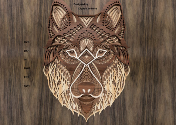 Multilayered Wolf Laser Cut File