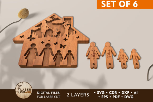 Home Key Holder Set of 6 Laser Cut Files