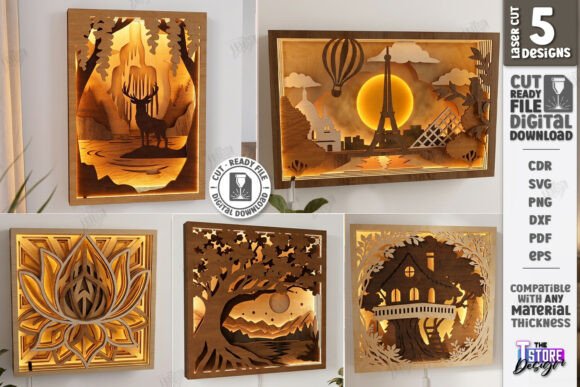 3D Layered Light Boxes Art Laser Bundle