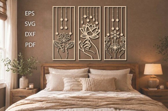 Decorative Lotus Hand Laser Cut Set