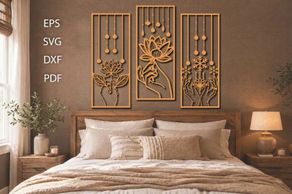 Decorative Lotus Hand Laser Cut Set