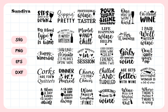 Wine Glass Quotes SVG Bundle