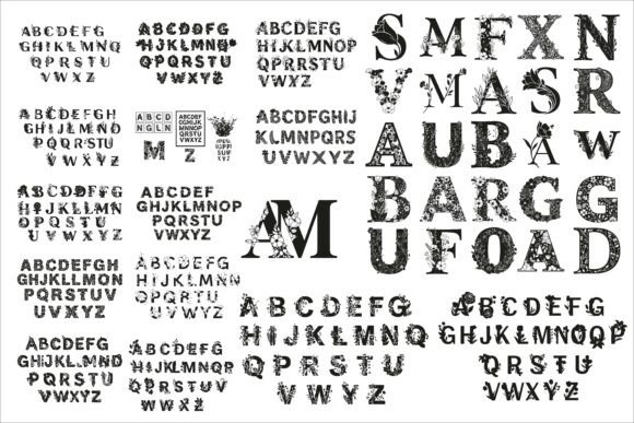 Beautiful Flower Alphabet Set Floral