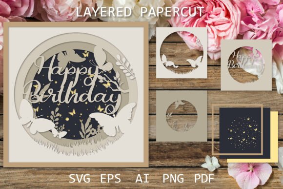 Birthday Card SVG, Paper Cut Out 3D