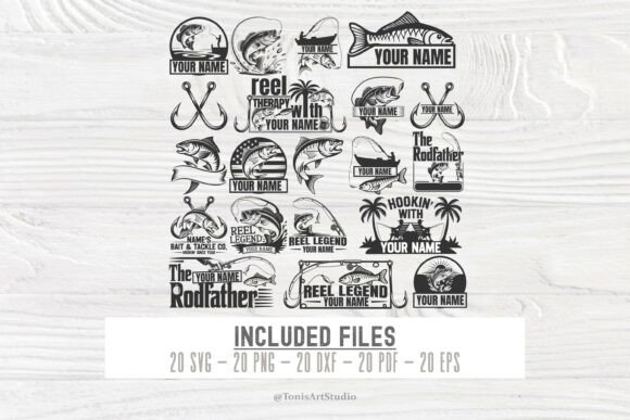Fishing SVG Bundle, 20 Monogram Designs