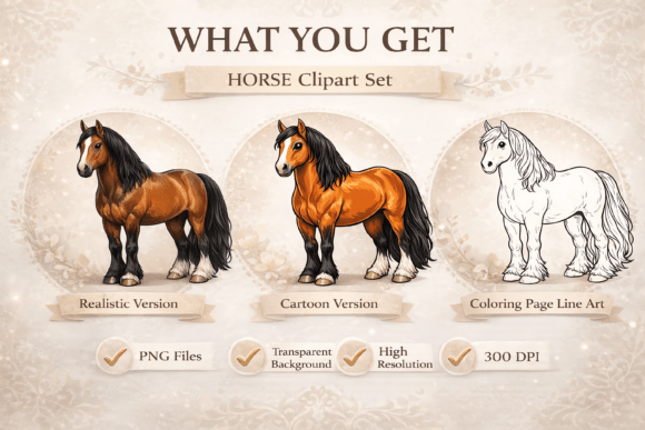 Horse Clipart Set Bundle