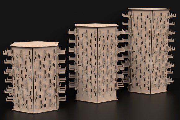 Laser Cut Hexagon Display Stand SVG File