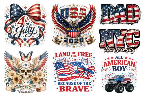 Patriotic PNG Bundle USA Dad July 4th