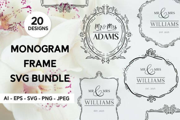 Wedding Monogram Frame SVG Bundle